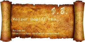 Velzer Boglárka névjegykártya
